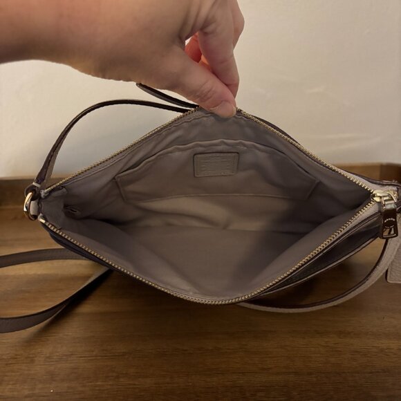 Coach Taupe Gray Leather Journal Crossbody - Picture 9 of 10